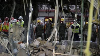 Damages at Pemex building in Mexico