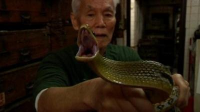 Man holding snake