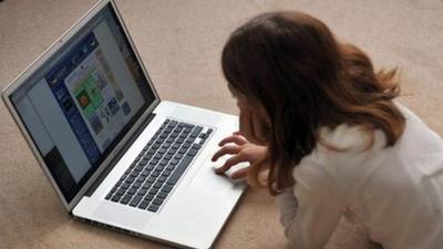 Girl using laptop