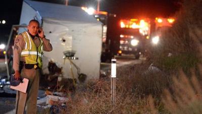 Scene of the crash on Highway 38 north of Yucaipa, California, on 3/2/13