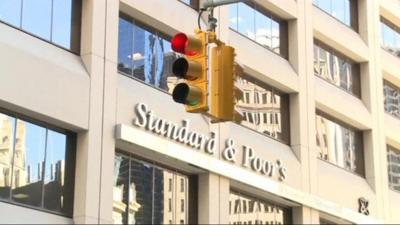 Standard and Poor's sign on the side of a building