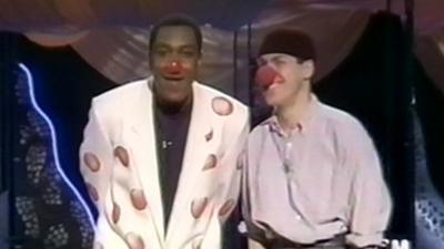 Lenny Henry and Griff Rhys Jones on the first Comic Relief in 1988