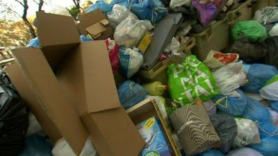 Rubbish piled up in Seville