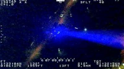 Police footage of a laser pen attack on an aircraft near Heathrow