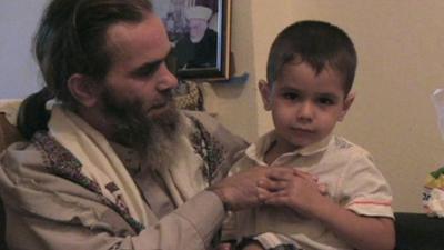 Sheikh Bilal al Masri with his son Muawiya