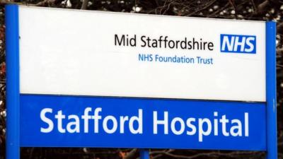 Stafford Hospital sign