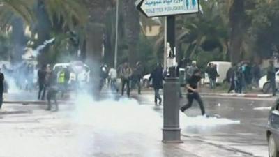 Tear gas on Tunisian streets