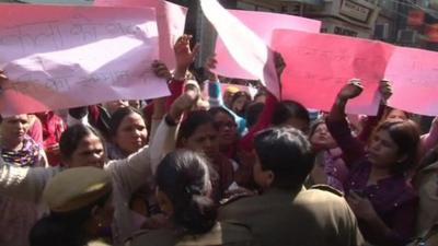 Protesters against the exhibition