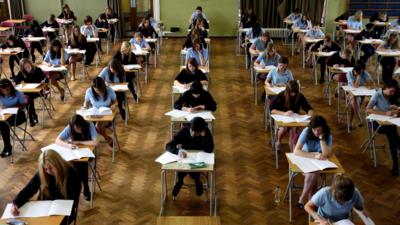 pupils in exam hall