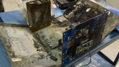 Damaged battery of the Japan Airlines 787 plane