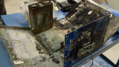 Damaged battery of the Japan Airlines 787 plane