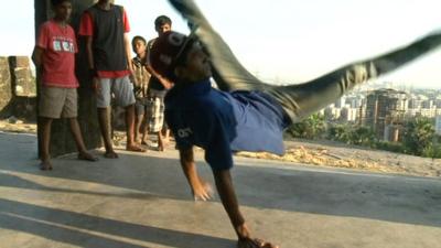 Indian youths breakdancing