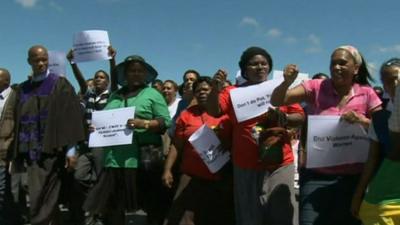 Protesters marching in Bredasdorp, South Africa