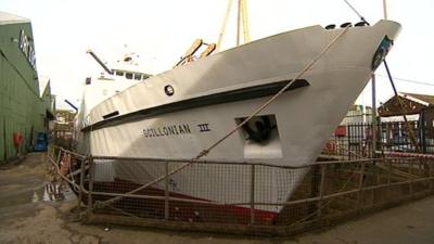 The Scillionian III in dry docks