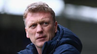 Everton manager David Moyes watches his team in action