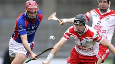 Match action from Loughgiel against St. Thomas