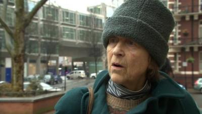 Woman outside Westminster Cathedral