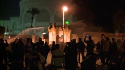 Water cannon fired at protesters