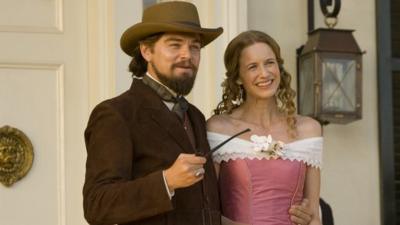 Leonardo DiCaprio and Laura Cayouette star in Django Unchained.