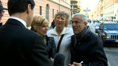 Tourists with the BBC's Jon Sopel outside the Vatican