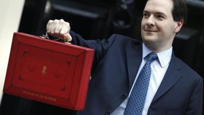 George Osborne, holds his budget case