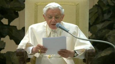 Pope Benedict XVI during his last audience