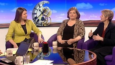 Jo Swinson, Emily Thornberry and Alice Arnold