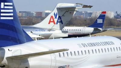 American Airlines and US Airways aeroplanes