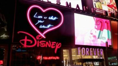 One of Tracey Emin's neon messages in Times Square