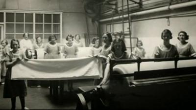 Young women working in a Magdalene laundry