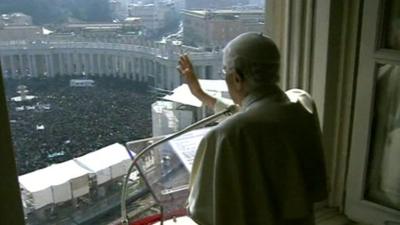 Pope Benedict blesses the massed crowds