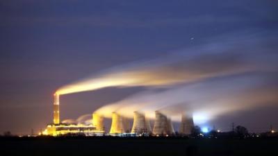 Cooling towers at a power station