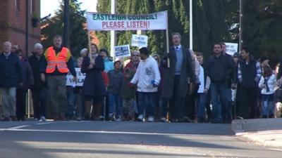 Protest against 1,400 homes on Boorley Green in Eastleigh