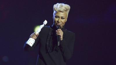 Emeli Sande accepts British Female Solo Artist award at the BRIT Awards