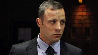 Oscar Pistorius in the dock during a break in court proceedings