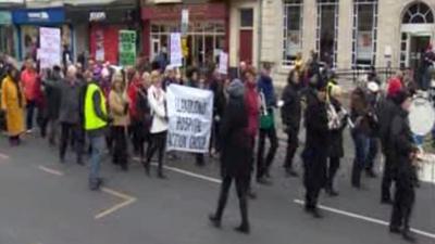 Protesters march through Llandudno