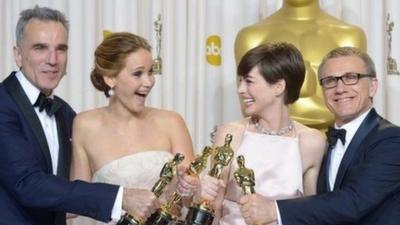 Daniel Day-Lewis, Jennifer Lawrence, Anne Hathaway and Christoph Waltz