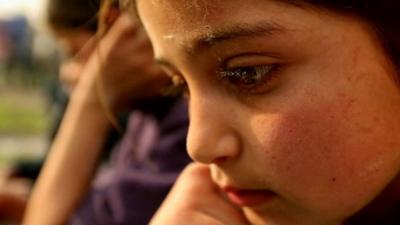 The face of a young girl Syrian girl in Idlib province