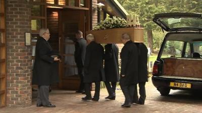 Una Crown's coffin arrives at King's Lynn Crematorium