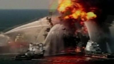 Deepwater rig ablaze - file photo