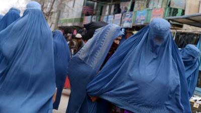 Burqa-clad Afghan women in Kabul