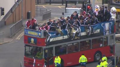 The Swansea City victory parade