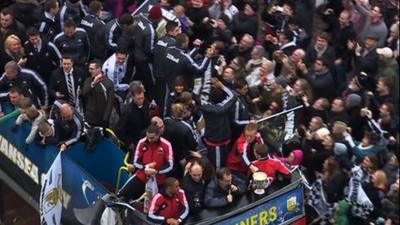 Swansea celebrate League Cup win