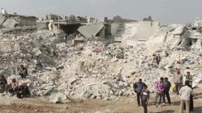 Still from footage which is thought to have been filmed in Aleppo