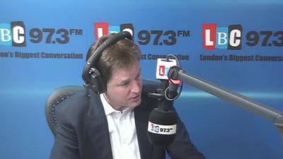 Nick Clegg during the phone-in on LBC