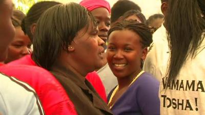 Kenyan women campaigning for votes