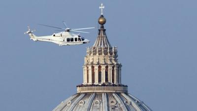 Pope in helicopter