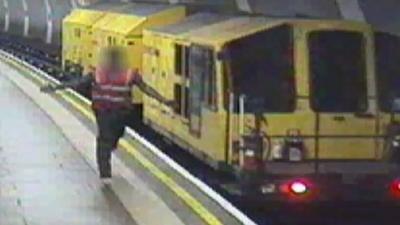 CCTV footage of runaway train