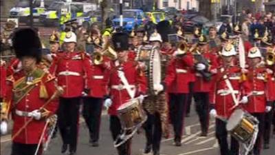 Parade by the 3rd Battalion the Royal Welsh in Swansea