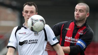 Match action from Crusaders against Lisburn Distilery